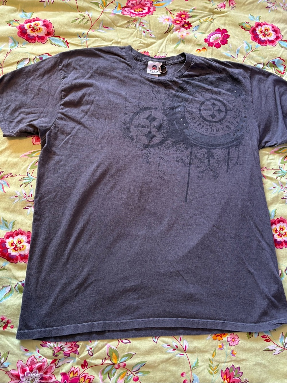 Pittsburgh Steelers x NFL Team Apparel slate gray Graphic tee mens 2XL 28x24 GUC